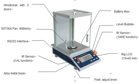 Digital 0.0001g 200g Digital Weighing Balance For Laboratory