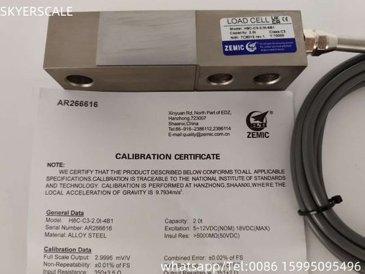 H8C  2t C3 Shear Beam Load Cell ZEMIC Transducer OIML NETP Sensor For Weighing Scale